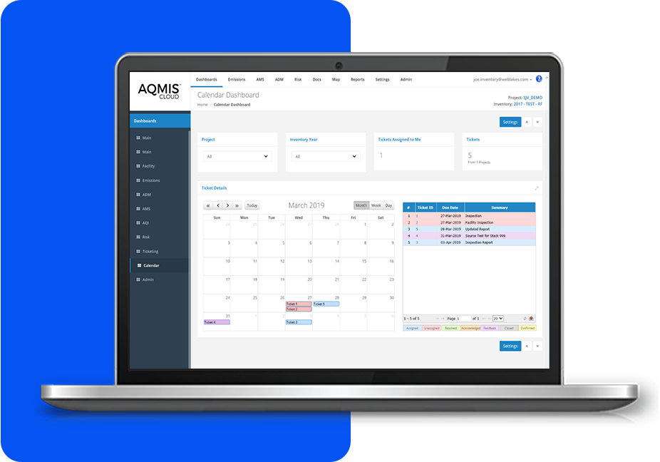 AQMIS Calendar Dashboard